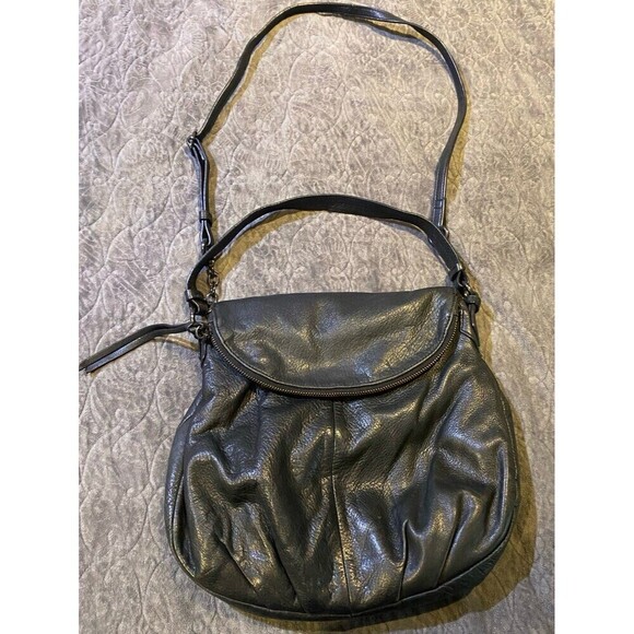 Margot NYhe Adelle Foldover Handbag in Soft Leather Black Boho - Picture 2 of 10